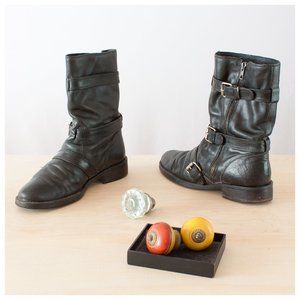Black moto boots